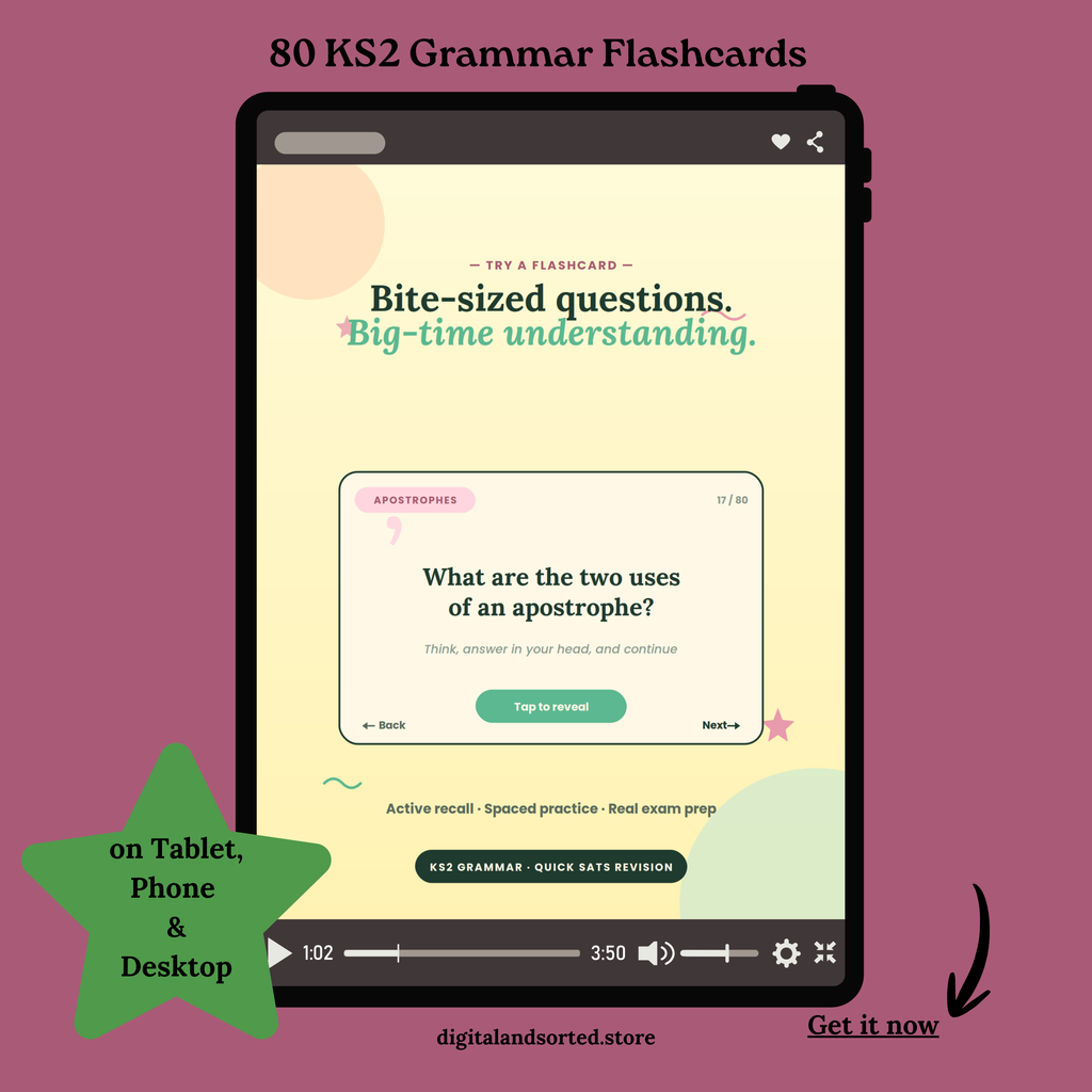 KS2 SATs GRAMMAR FLASHCARDS