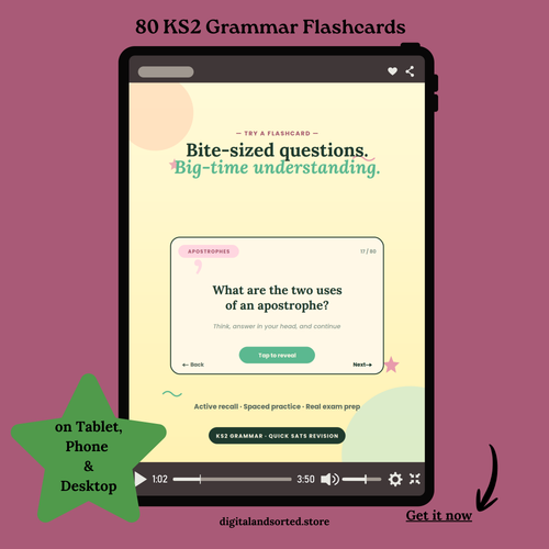 KS2 SATs GRAMMAR FLASHCARDS