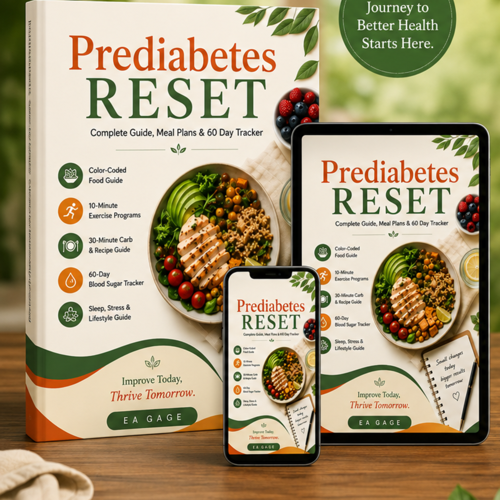 Prediabetes RESET Blood Sugar Support Guide + Meal Plans + 90 Day Tracker (Digital Download)