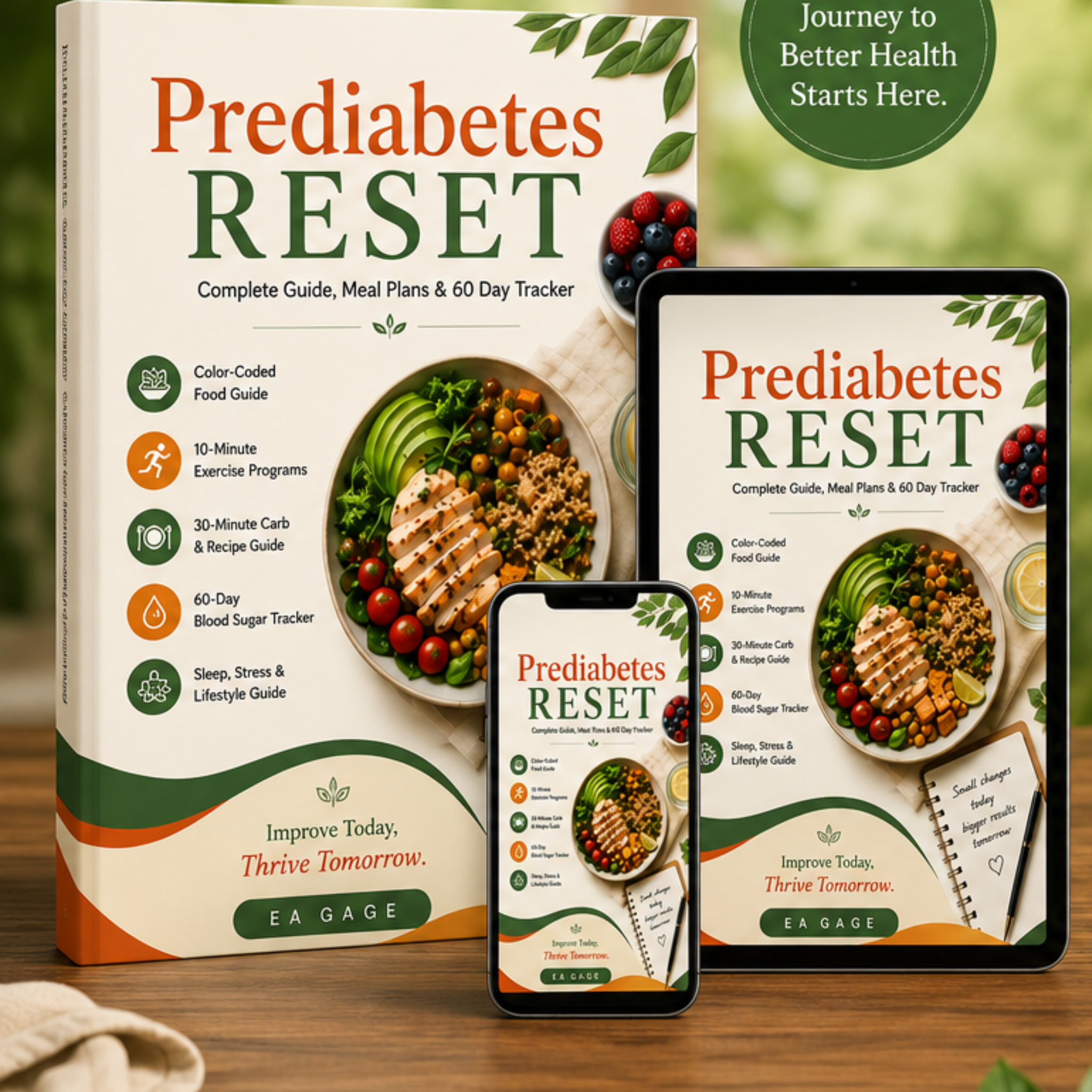 Prediabetes RESET Blood Sugar Support Guide + Meal Plans + 90 Day Tracker (Digital Download)