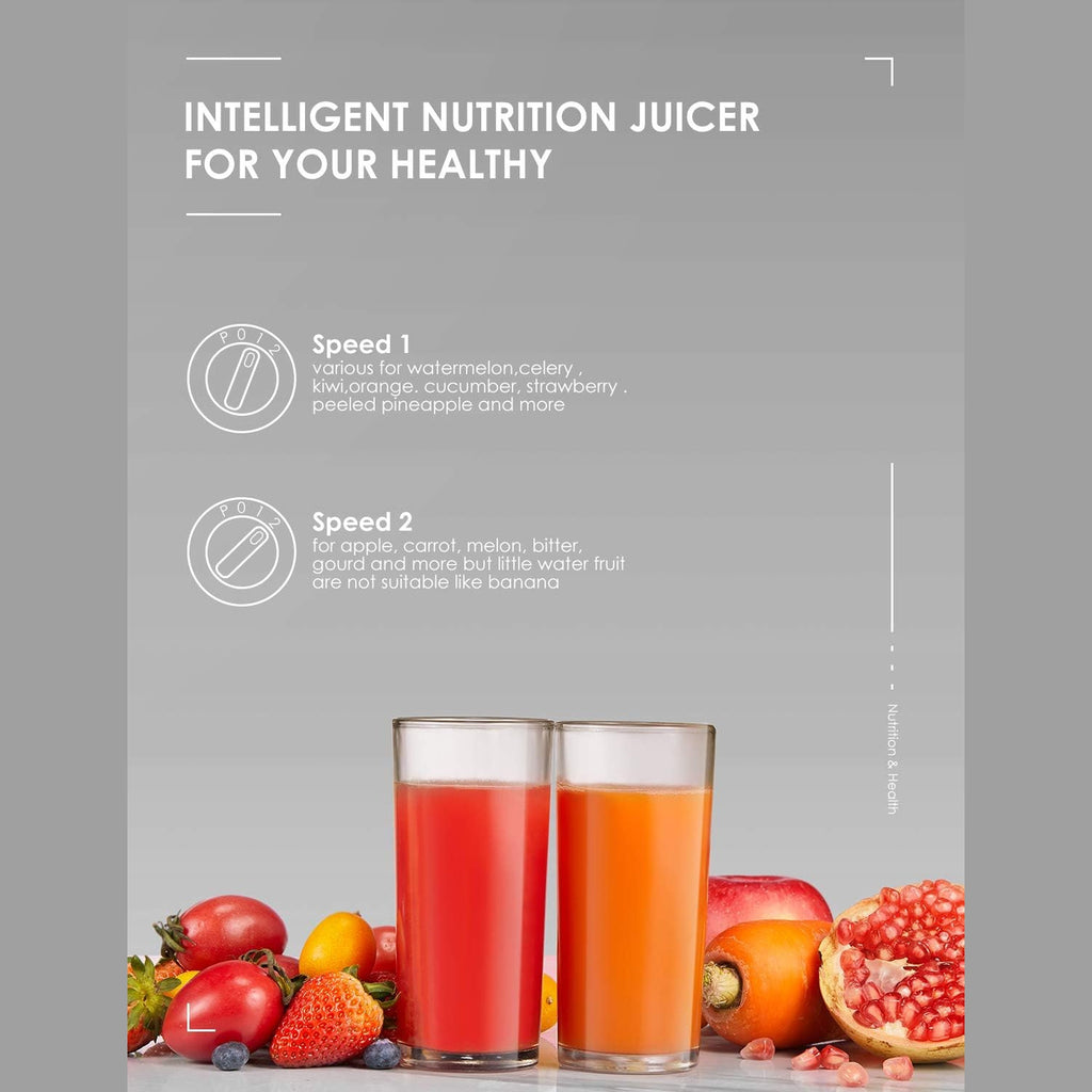 FOHERE 800W Juicer Machine – Whole Fruit & Vegetable Juicer with 3-Speed Settings