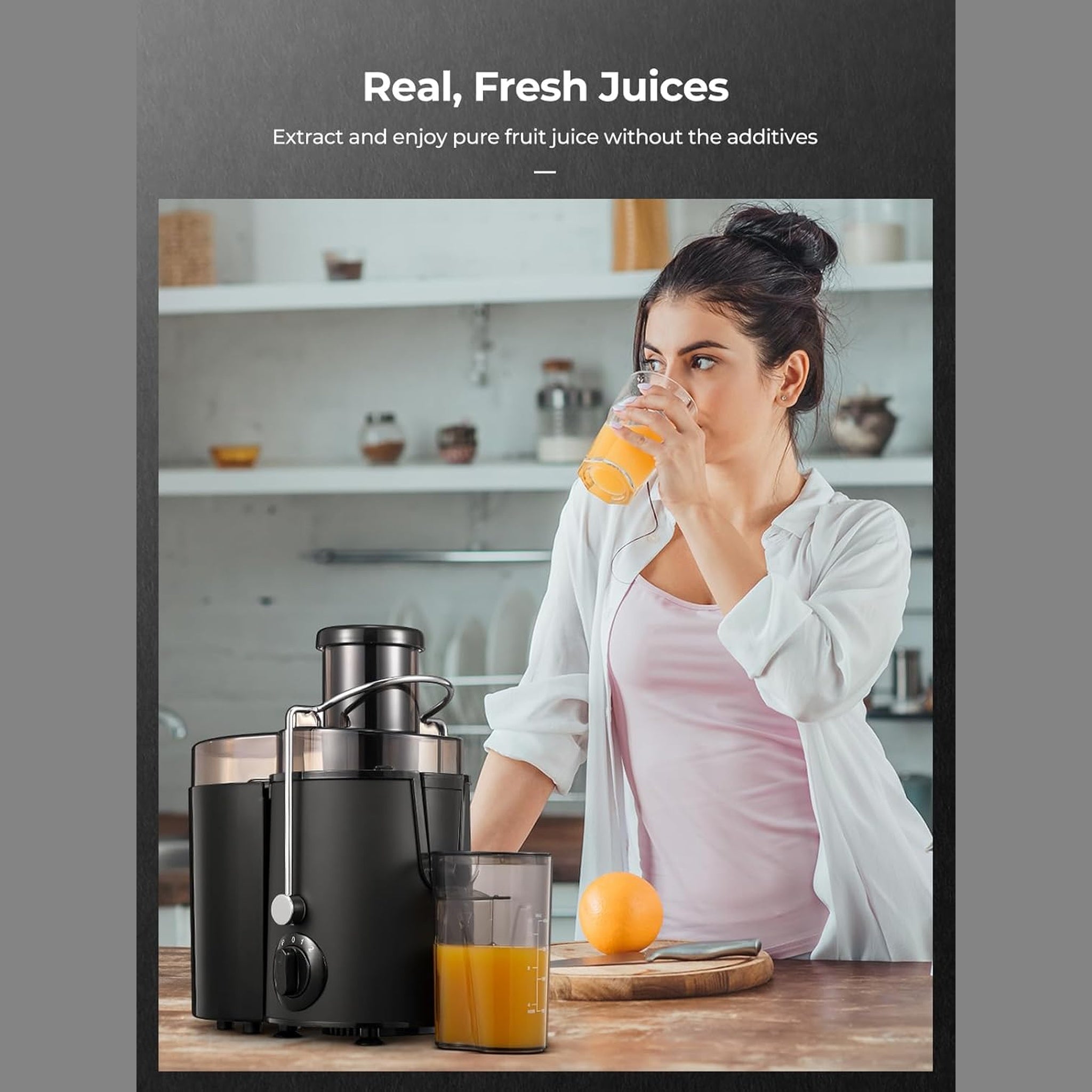 FOHERE 800W Juicer Machine – Whole Fruit & Vegetable Juicer with 3-Speed Settings