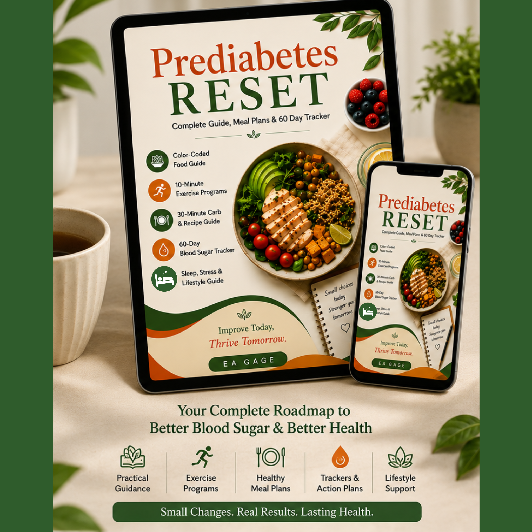 Prediabetes RESET Blood Sugar Support Guide + Meal Plans + 90 Day Tracker (Digital Download)