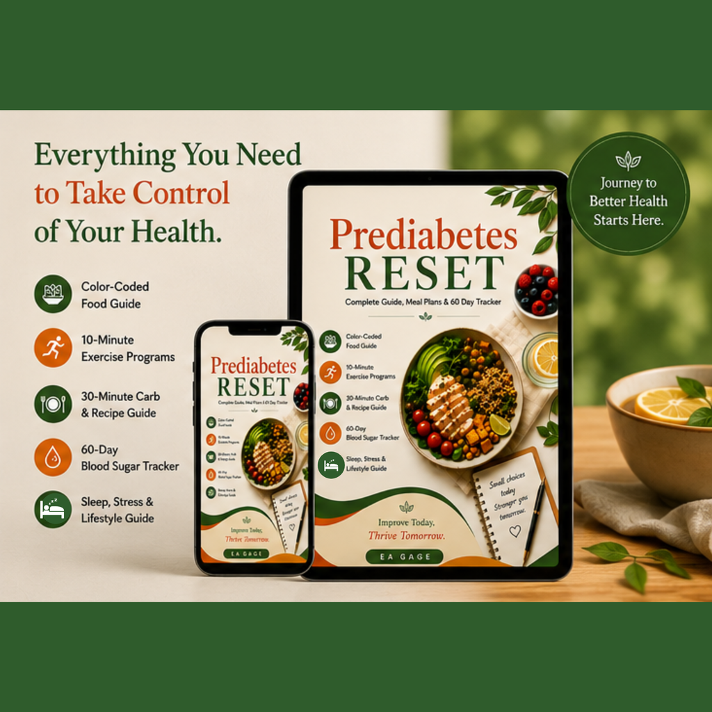 Prediabetes RESET Blood Sugar Support Guide + Meal Plans + 90 Day Tracker (Digital Download)