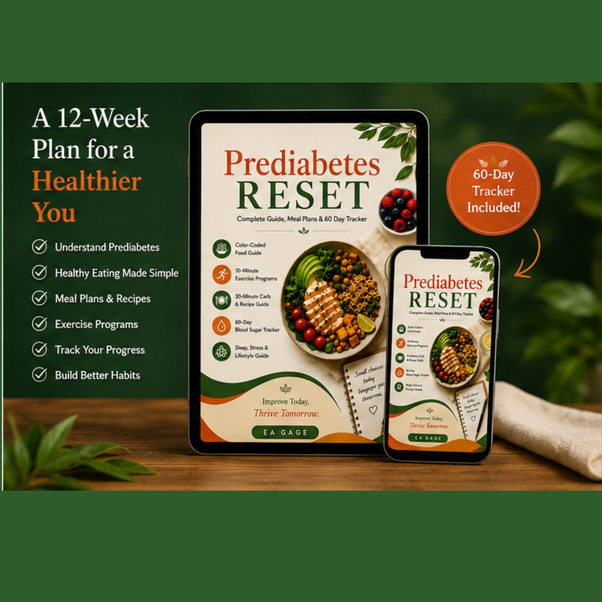Prediabetes RESET Blood Sugar Support Guide + Meal Plans + 90 Day Tracker (Digital Download)